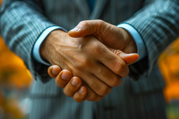 A man in a suit shaking hands with another man