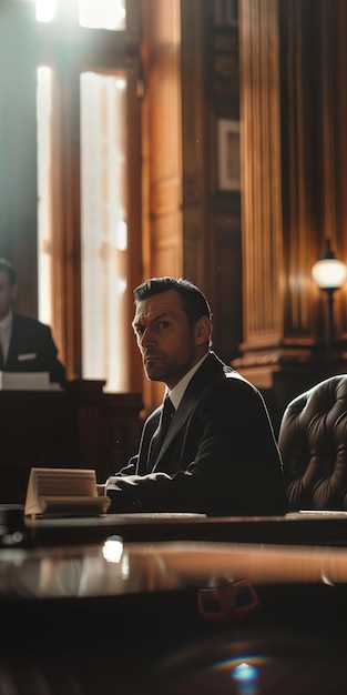 Man in Suit Sitting at Table