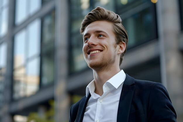 Photo a man in a suit smiles for the camera