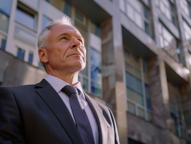 Man in Suit Standing in Front of Building