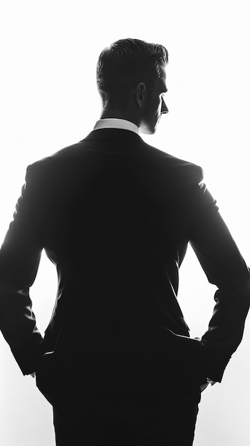 A Man in a Suit Standing in Front of a White Background