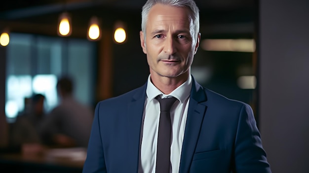 A man in a suit stands in a bar with a bar in the background.