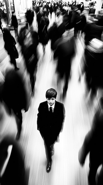 a man in a suit and tie is walking down a street