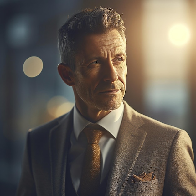 A man in a suit and tie looks at the camera