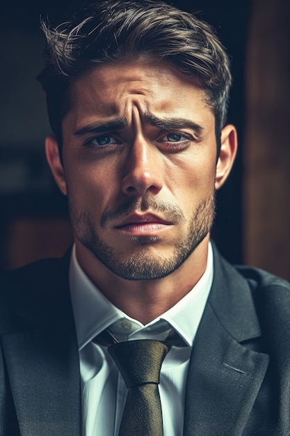 A man in a suit with a beard and mustache looks at the camera.