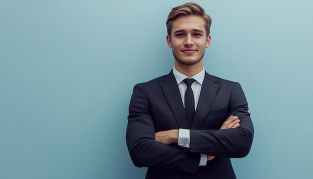 Photo a man in a suit with his arms crossed