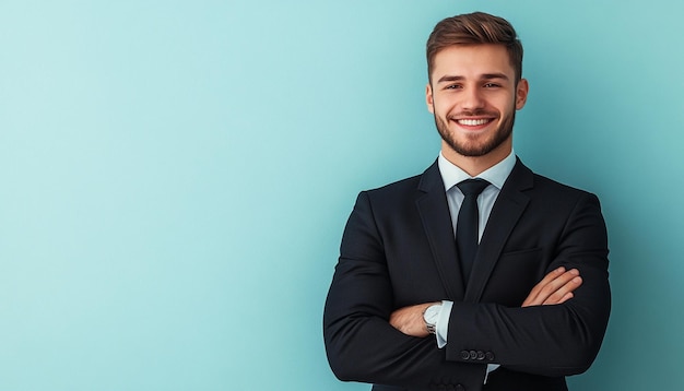 a man in a suit with his arms crossed