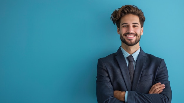 a man in a suit with his arms crossed