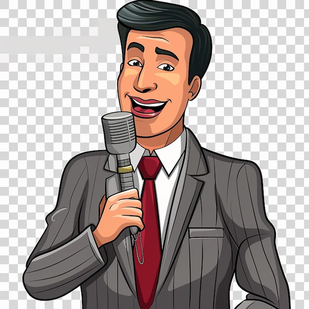 Photo a man in a suit with a microphone in his hand is holding a microphone