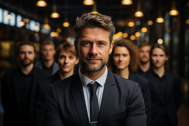 A man in a suit with other people in the background