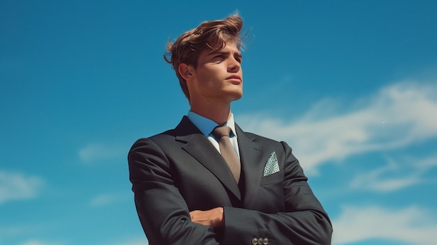 a man in a suit with a pocket that says quot strobist quot