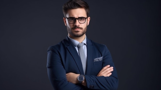 A man in a suit with a watch on his left arm