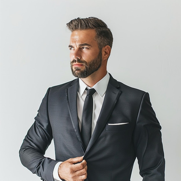 Photo a man in a suit with a white shirt and tie