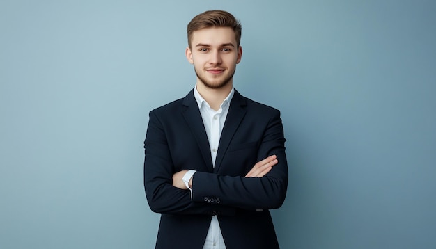 Photo a man in a suit with the word quot on the front