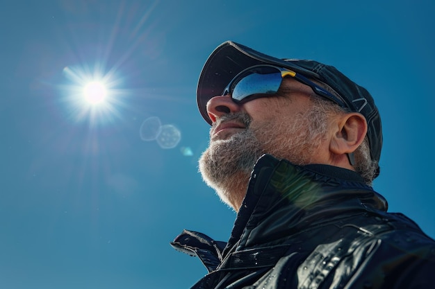 Man in sunglasses and leather jacket