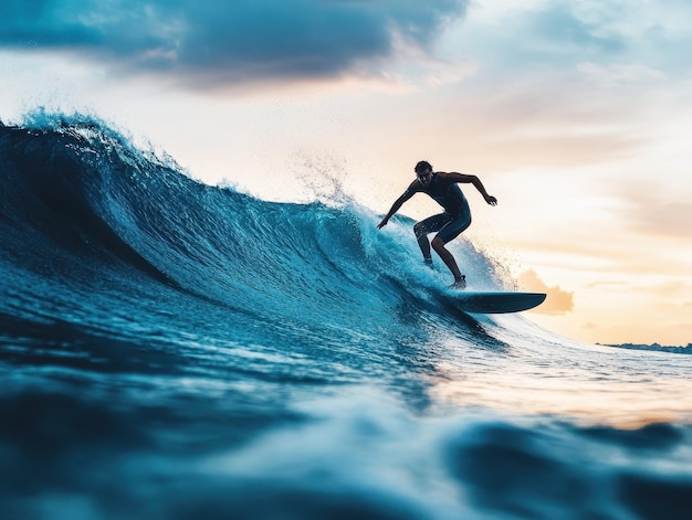 Man surfing on ocean wave thrill