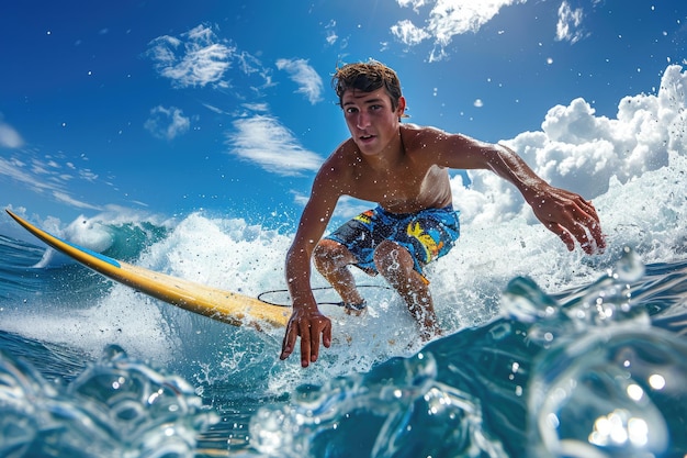 Photo a man surfing at sea