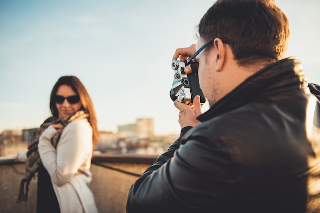 Man taking picture with camera