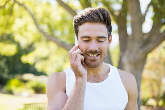 Man talking on mobile phone