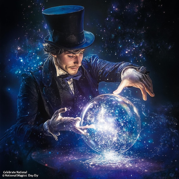 a man in a top hat is looking at a globe that is being held by a man