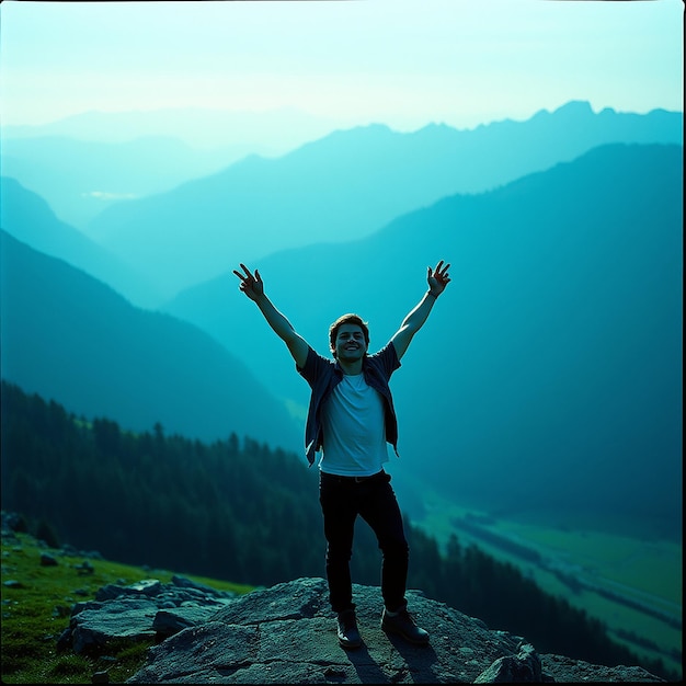 Man at the top of the hill looking away