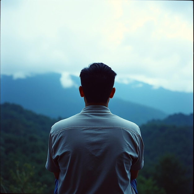 Man at the top of the hill looking away