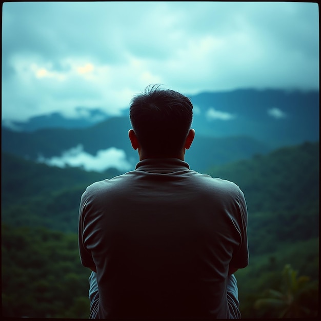 Man at the top of the hill looking away