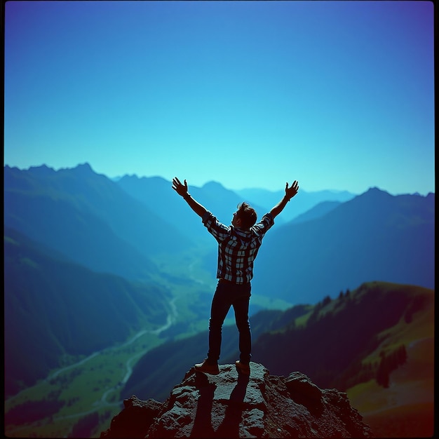 Man at the top of the hill looking away