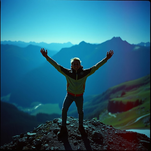 Man at the top of the hill looking away