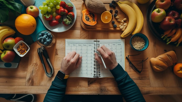 Photo man tracking his progress on a weight loss journey