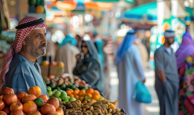 Photo man in traditional clothing at a market