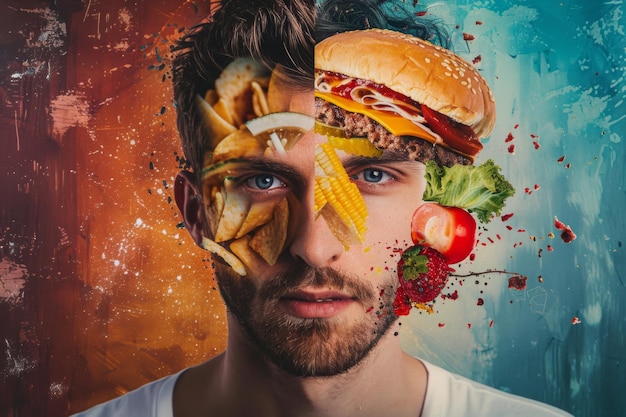 Photo man transformed by food