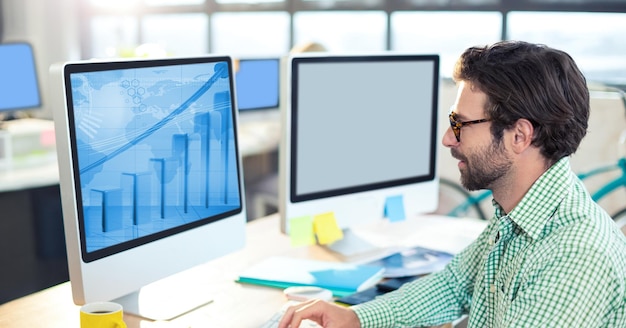 Man using desktop pc in the office