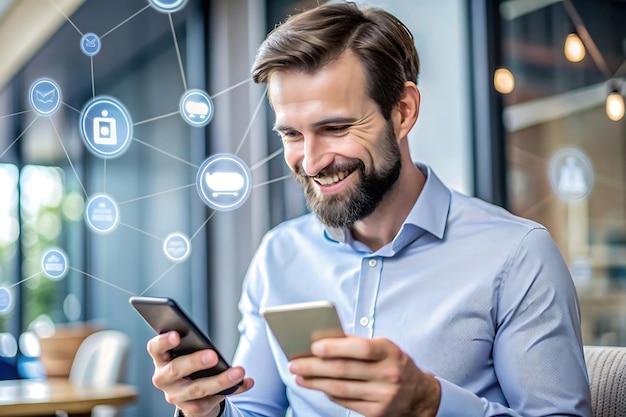 Man using mobile online banking and make payment Businesspeople using mobile phone with credit card