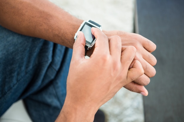 Man using smart watch