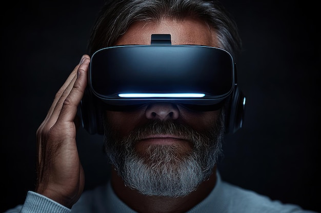 Man Using Virtual Reality Headset