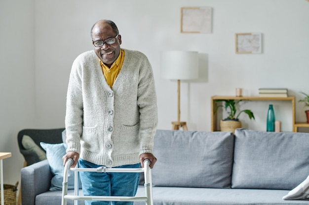 Man using walker to walk