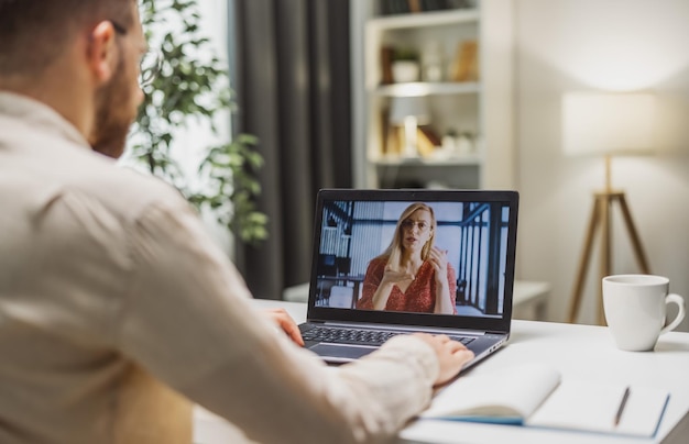 Man on videochat backview