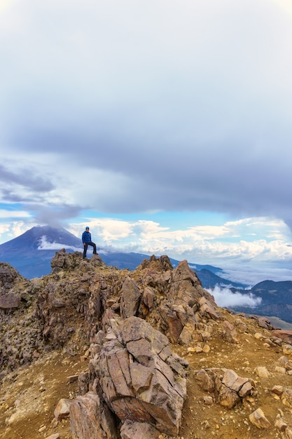 A man on the volcano Popocatepetl in Mexico