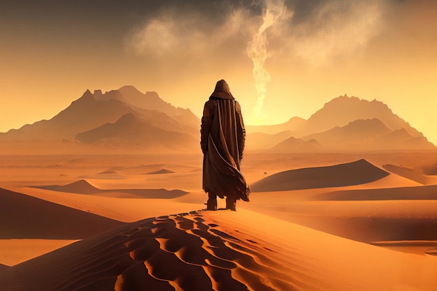 Man walking in the desert Generative Ai