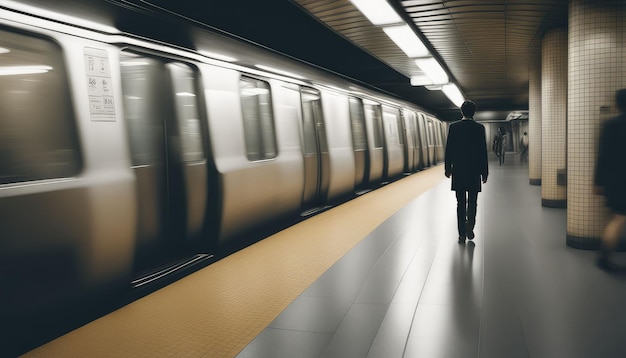 A man walking through the subway system