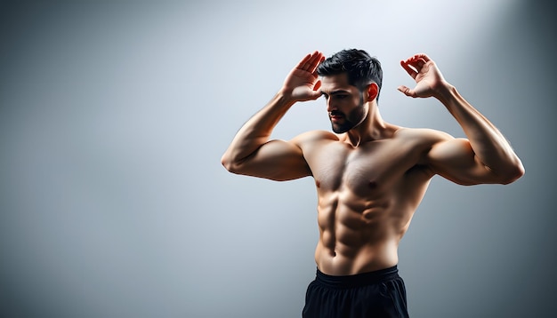 Man warming up before exercise isolated with white highlights