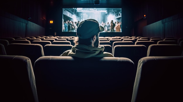 Man watching a movie at the cinema