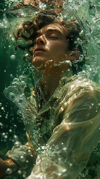 Photo a man in the water with the words  snorkel  on his face