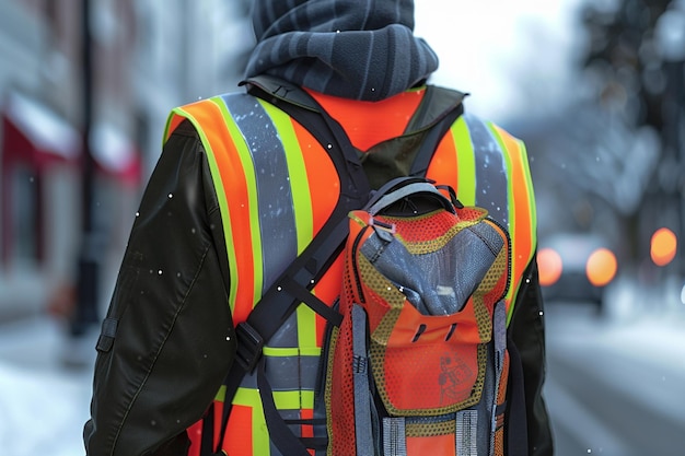 Photo a man wearing a backpack with the word  x  on it