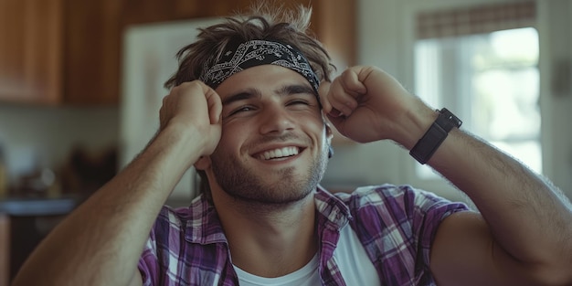 Photo man wearing bandana