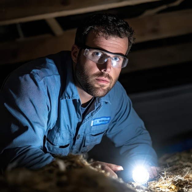 Photo a man wearing a blue jacket that says  the name of the company