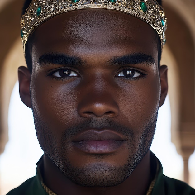 Photo a man wearing a crown that says  he is wearing