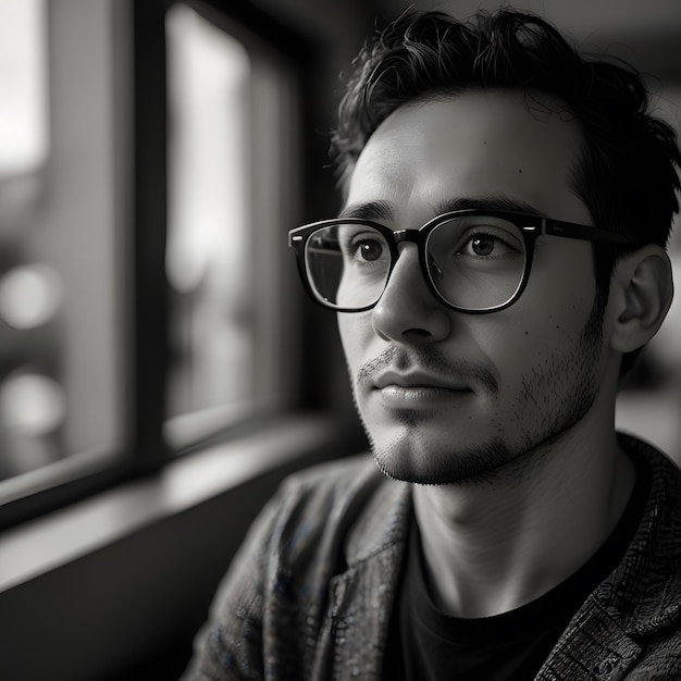 a man wearing glasses and a sweater with a sweater on