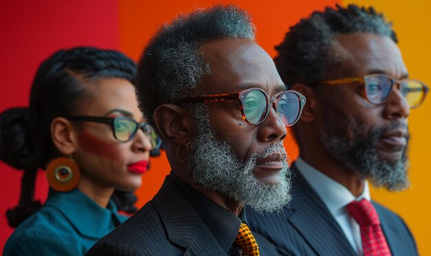 Photo a man wearing glasses and a tie with the word  the one in the middle